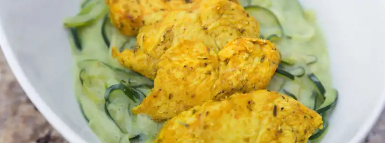 Zucchini Alfredo With Tumeric Chicken