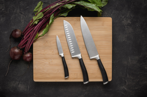 Knives and cutting board.