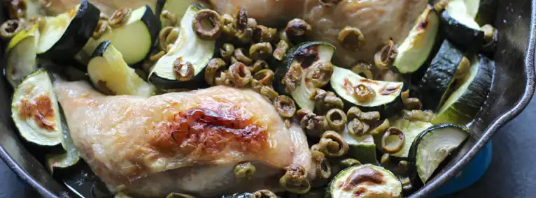 Roasted Chicken With Zucchini And Olives