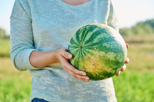 woman with watermellon
