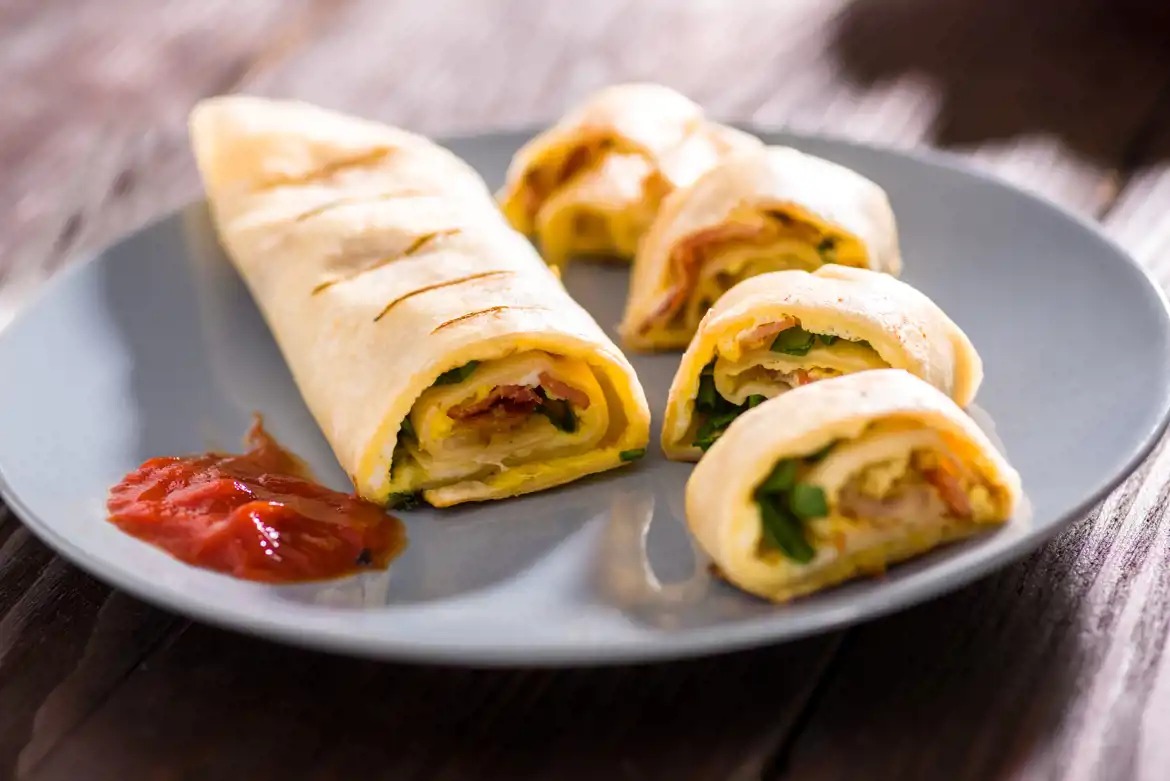 Egg & Bacon Toasted Breakfast Burritos