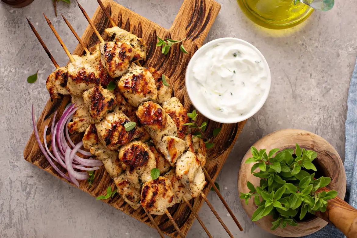 Chicken Souvlaki with Tzatziki Sauce