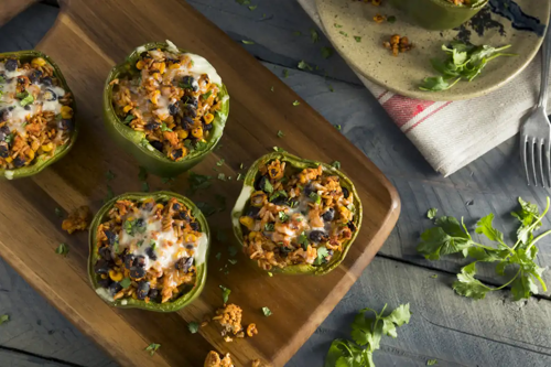 Vegetarian Mexican Inspired Stuffed Peppers